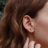 Starlıght Diamond Tek Taş Round Kesim Gümüş Küpe thumbnail 2