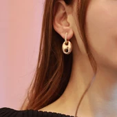 Zirkon Taşlı Rose Gold Metalik Düğme Gümüş Küpe - 3