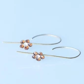 Çiçek Swarovski Taşlı Gold Kaplama Gümüş Çengel Küpe thumbnail 4