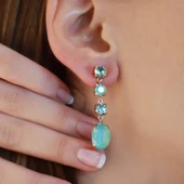 Sallantı Swarovski Taşlı Rose Gold Kaplama Gümüş Küpe thumbnail 3