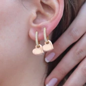 2 Renkli Kalpli Zirkon Taşlı Gümüş Küpe thumbnail 3