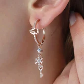 Melek Figürlü Rose Gold Kaplama Gümüş Charm Küpe thumbnail 1