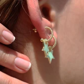 Mine İşli Gold Kaplama Yıldız Gümüş Küpe thumbnail 5