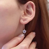 Çiçek Swarovski Taşlı Rose Gold Kaplama Gümüş Çengel Küpe thumbnail 3