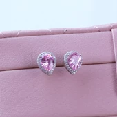 Damla Pembe Kuvars Taşlı Gümüş Küpe thumbnail 3