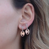 Sıralı 2 Renkli Düğme Gümüş Küpe thumbnail 1