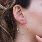 4,5 cm Gümüş Halka Küpe thumbnail 3