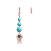 Turkuaz Taşlı İncili Balık Apm Model Rose Gold Kaplama Sallantı Gümüş Küpe thumbnail 2