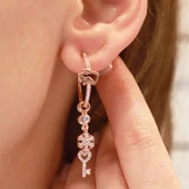 Melek Figürlü Rose Gold Kaplama Gümüş Charm Küpe thumbnail 2