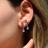 Mistik Topaz Taşlı Damla Rose Gold Kaplama Gümüş Küpe thumbnail 1