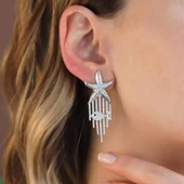 Deniz Yıldızı Zirkon Taşlı Tasarım Gümüş Küpe thumbnail 1