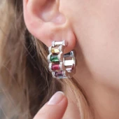 Rainbow Renkli Taşlı Gümüş Küpe thumbnail 1