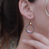 Çember El işi Otantik Rose Gold Kaplama Gümüş Küpe thumbnail 1