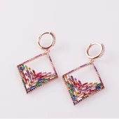 Renkli Baget Taşlı Rose Gold Kaplama Gümüş Küpe thumbnail 2