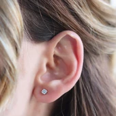 925 Ayar Gümüş Tektaş Küpe - 1