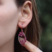 Zirkon Taşlı Rose Gold Kaplama Romantik Gümüş Küpe thumbnail 1