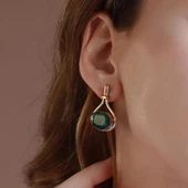 Kök Zümrüt Taşlı El İşi Otantik 925 Ayar Gümüş Küpe thumbnail 2