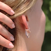 Tif Model Mavi DetayZirkon Taşlı Rose Gold Kaplama Gümüş Küpe thumbnail 2