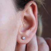 925 Ayar Gümüş Tektaş Küpe - 3