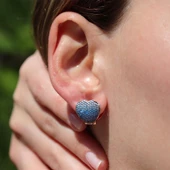 Kalp Nano Taşlı Rose Gold Kaplama Gümüş Küpe thumbnail 1