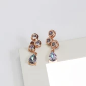 Mistik Topaz Taşlı Damla Rose Gold Kaplama Gümüş Küpe thumbnail 3