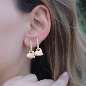 2 Renkli Kalpli Zirkon Taşlı Gümüş Küpe thumbnail 1