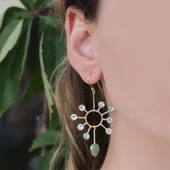 Aventurin Taşlı Gold Kaplama Doğal Taş Gümüş Küpe thumbnail 3