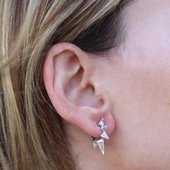 Renkli Zirkon Taşlı Güneş Modeli Gümüş Küpe thumbnail 2