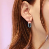 Turkuaz Taşlı Tif Model Rose Gold Kaplama Gümüş Küpe thumbnail 2