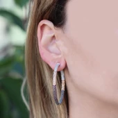 Degrade Gümüş Halka Küpe - 1