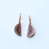 Zirkon Taşlı Rose Gold Kaplama Karpuz Gümüş Küpe thumbnail 2