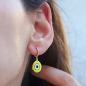 Mine İşli Neon Sarı Rose Gold Kaplama Gümüş Küpe thumbnail 2