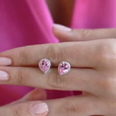 Damla Pembe Kuvars Taşlı Gümüş Küpe thumbnail 2