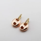 Zirkon Taşlı Rose Gold Metalik Düğme Gümüş Küpe - 1