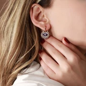 Göz Model Zirkon Taşlı Rose Gold Kaplama Gümüş Küpe thumbnail 2