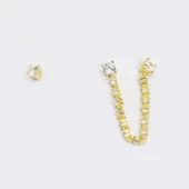 Zirkon Taşlı Gold Kaplama Zincir Küpe thumbnail 2