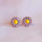 Mor Mineli Papatya Model Rose Gold Kaplama Gümüş Küpe thumbnail 1