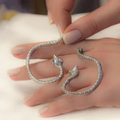 Yılanlı Zirkon Taşlı El İşi Gümüş Küpe thumbnail 3