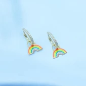 Gökkuşağı Gold Kaplama Gümüş Halka Küpe thumbnail 2