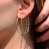 Gold Kaplama Burgu Halka Gümüş Küpe thumbnail 2