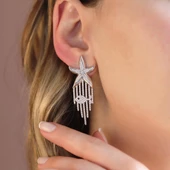 Deniz Yıldızı Zirkon Taşlı Tasarım Gümüş Küpe thumbnail 3