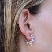 Renkli Zirkon Taşlı Güneş Modeli Gümüş Küpe thumbnail 1