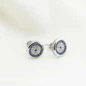 Nazar  Boncuklu Zirkon Taşlı Gümüş Küpe thumbnail 2