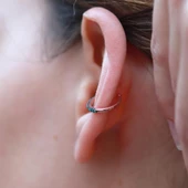 Turkuaz Taşlı Rose Gold Kaplama Gümüş Kıkırdak Küpe thumbnail 2