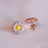 Mor Mineli Papatya Model Rose Gold Kaplama Gümüş Küpe thumbnail 2