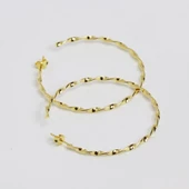 Gold Kaplama Burgu Halka Gümüş Küpe thumbnail 3