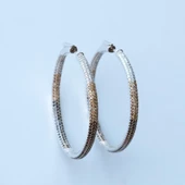 Degrade Gümüş Halka Küpe - 4