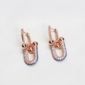 Tif Model Mavi DetayZirkon Taşlı Rose Gold Kaplama Gümüş Küpe thumbnail 3