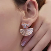 Arı Rose Gold Kaplama Gümüş Küpe thumbnail 1