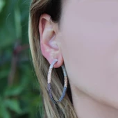 Degrade Gümüş Halka Küpe - 3